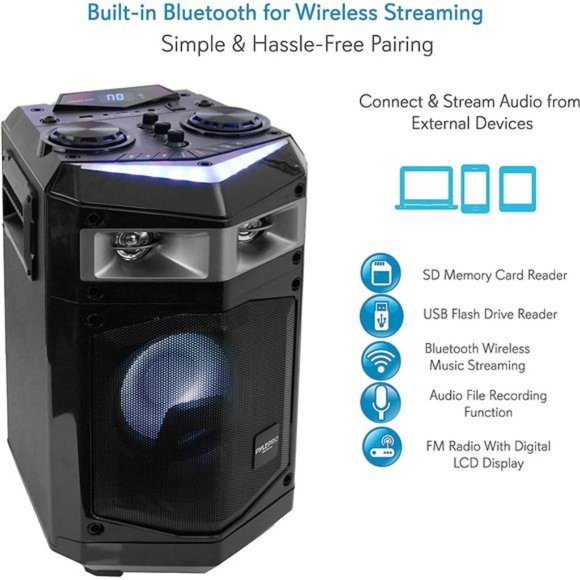 Portable PA Speaker Powered Rechargeable Outdoor Speaker Microphone Set with Mic - Picture 3 of 7